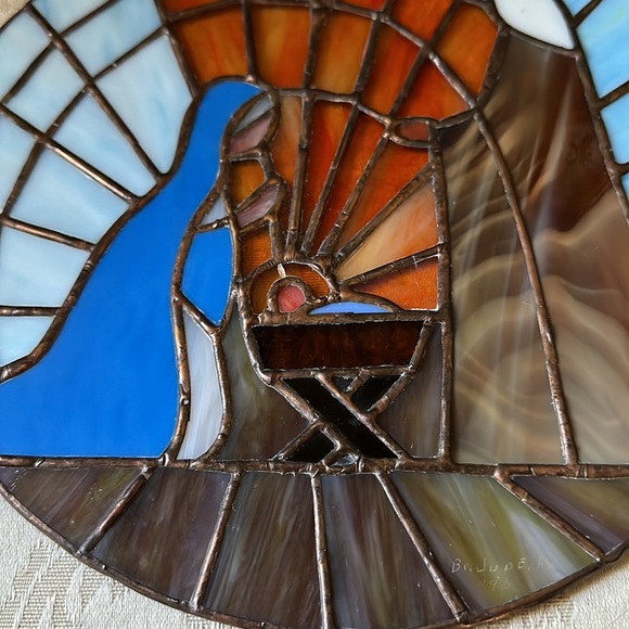 Original, signed Holy Family stained glass, manger scene, Star of Bethlehem - Picture 6 of 12